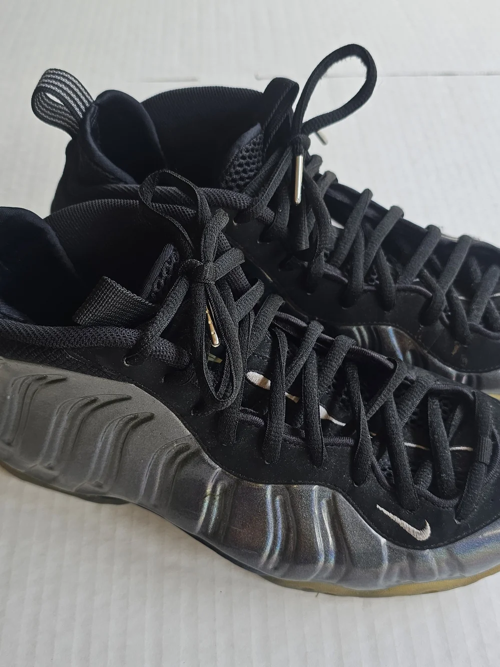 Nike Men's All-Black Iridescent Foamposite-Style Sneakers